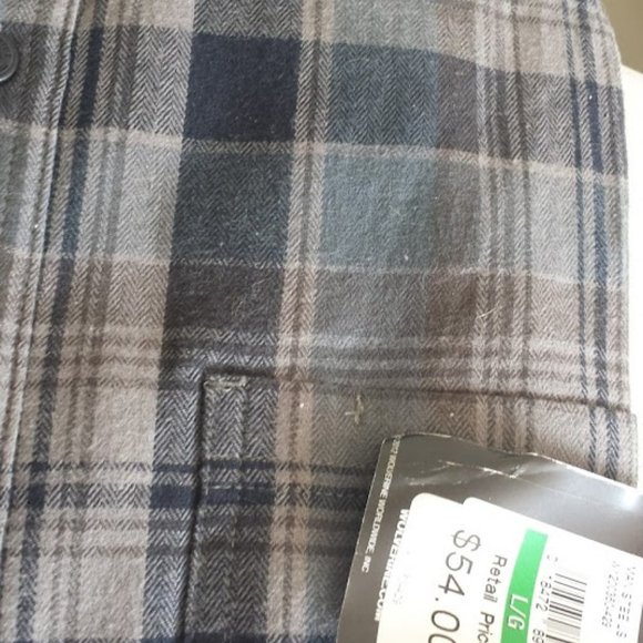 Wolverine Blue Gray Plaid Flannel Button Shirt L - Picture 4 of 6
